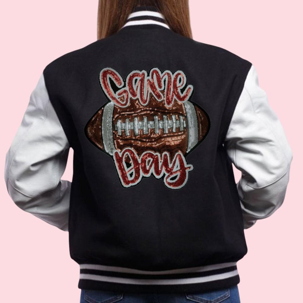 Game Day Football Sequin Iron On Patch